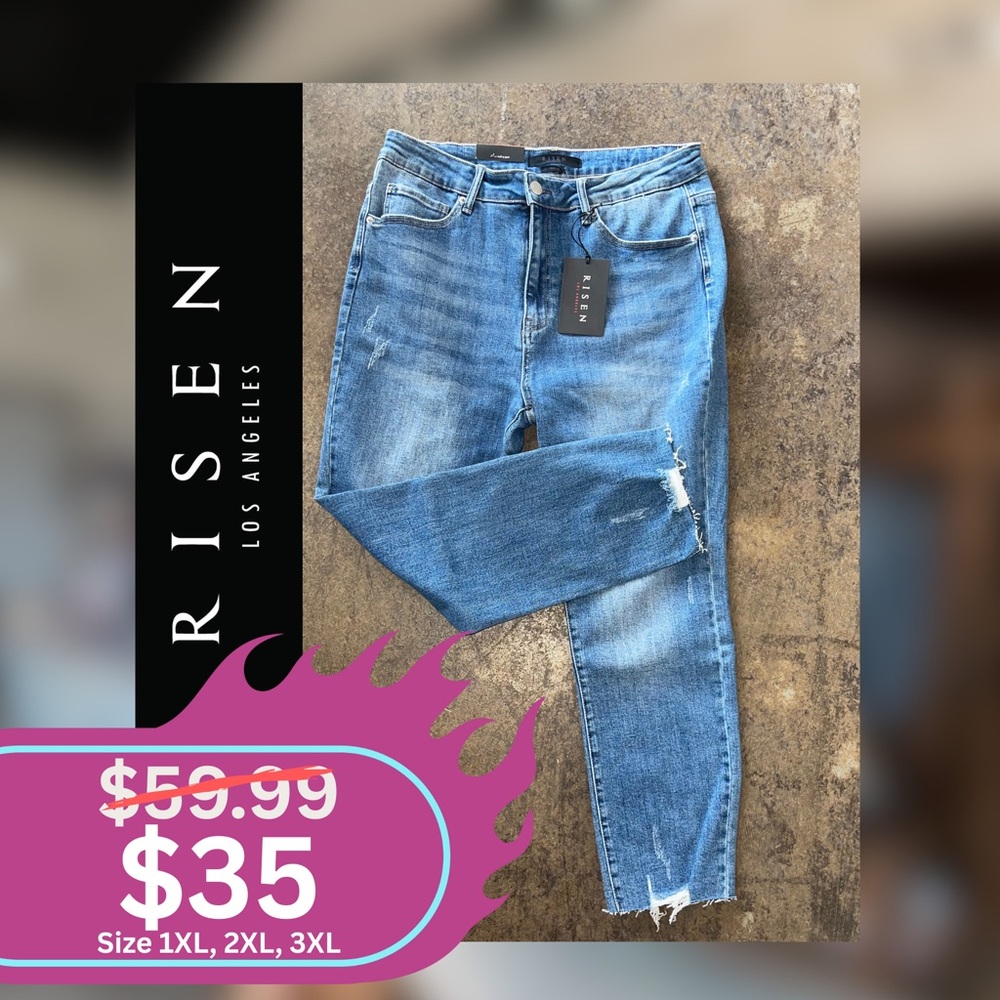 Risen Los Angeles Women's Blue Distressed Skinny Jeans